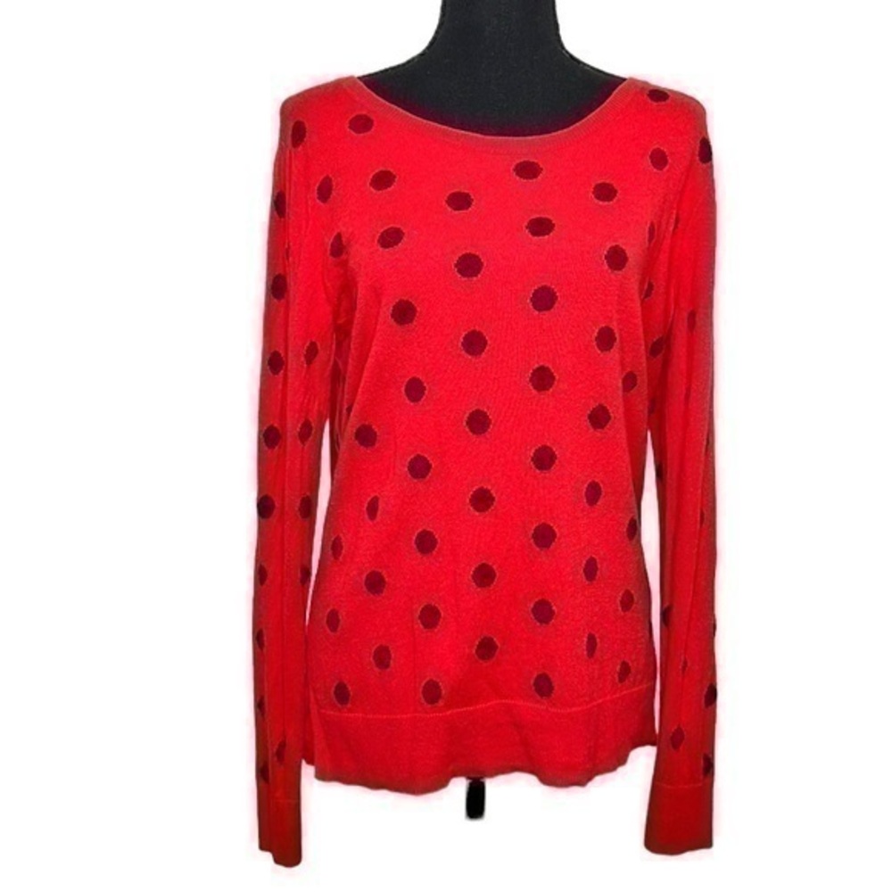 Old Navy Womens Polka Dot Crew Neck Sweater Red/Purple Size Medium